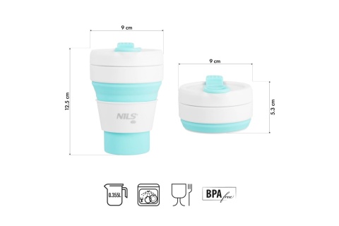 KUBEK SILIKONOWY SKŁADANY 355ML MIĘTOWY NC4103 /NILS CAMP
