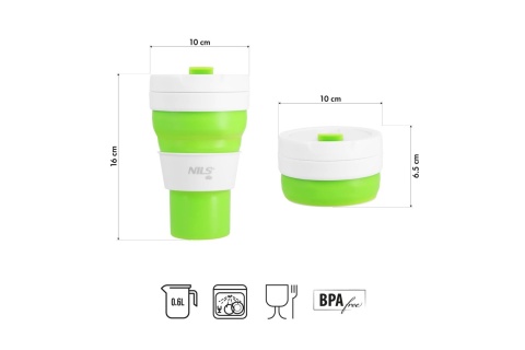 KUBEK SILIKONOWY SKŁADANY 600ML JASNO ZIELONY NC4103 /NILS CAMP