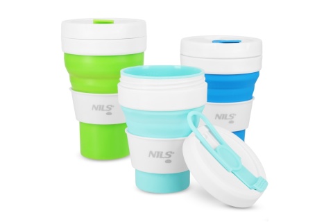 KUBEK SILIKONOWY SKŁADANY 600ML JASNO ZIELONY NC4103 /NILS CAMP