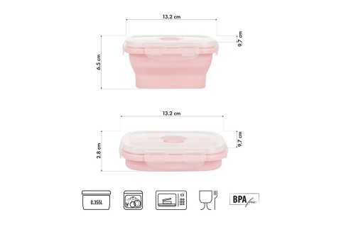 POJEMNIK/LUNCH BOX SKŁADANY RÓŻOWY 355ML NC4105 /NILS CAMP