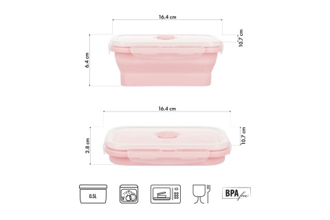POJEMNIK/LUNCH BOX SKŁADANY RÓŻOWY 500ML NC4105 /NILS CAMP