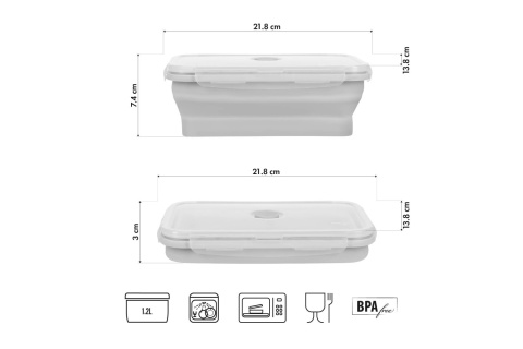 POJEMNIK/LUNCH BOX SKŁADANY SZARY 1200ML NC4105 /NILS CAMP
