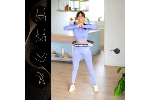 HULA HOP MAGNETYCZNY CZARNY Z LICZNIKIEM HHM15 + PAS WYSZCZUPLAJĄCY CZERWONY BR163 /HMS