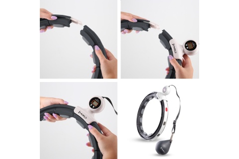 HULA HOP MAGNETYCZNY CZARNY Z LICZNIKIEM HHM15 + PAS WYSZCZUPLAJĄCY CZERWONY BR163 /HMS