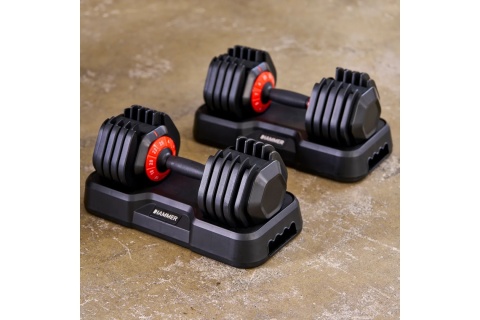 HANTLE REGULOWANE ZE STOJAKIEM ZESTAW 2X25 KG STRONGLOCK 4.0 HAMMER