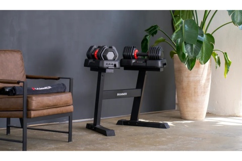 HANTLE REGULOWANE ZE STOJAKIEM ZESTAW 2X25 KG STRONGLOCK 4.0 HAMMER