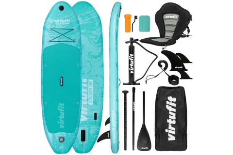 DESKA SUP TURKUSOWA - Z SIEDZENIEM KAJAKOWYM, AKCESORIAMI I TORBĄ DO NOSZENIA - CRUISER 305 /VIRTUFIT
