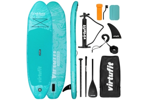 DESKA SUP TURKUSOWA - Z AKCESORIAMI I TORBĄ DO NOSZENIA - OCEAN 275 /VIRTUFIT