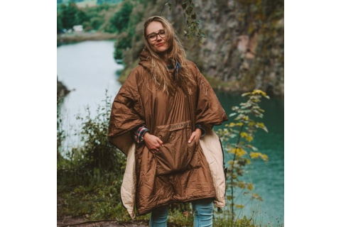 PONCZO KEMPINGOWE CIENKIE Z OGRZEWACZEM BRĄZOWE /OFFLANDER