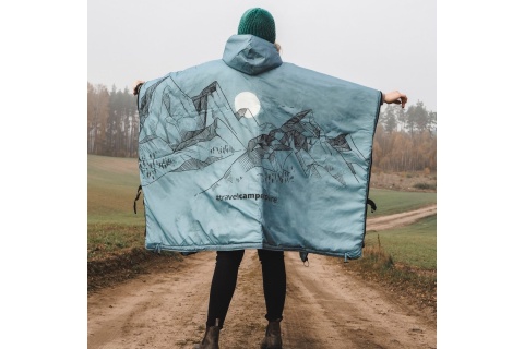 PONCZO KEMPINGOWE GRUBE Z OGRZEWACZEM BŁĘKIT /OFFLANDER
