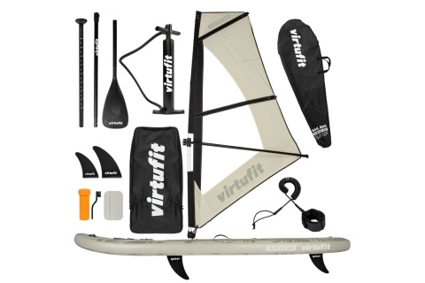 DESKA SUP PIASKOWY BEŻ - Z OSŁONĄ PRZECIWWATROWĄ I AKCESORIAMI - SURFER 305 /VIRTUFIT