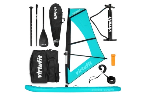 DESKA SUP TURKUSOWA - Z OSŁONĄ PRZECIWWATROWĄ I AKCESORIAMI - SURFER 305 /VIRTUFIT