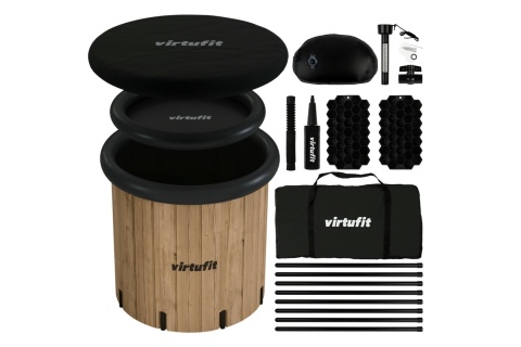 BALIA DO MORSOWANIA WANNA LODOWA XXL 375 LITRÓW WOOD LOOK Z AKCESORIAMI /VIRTUFIT