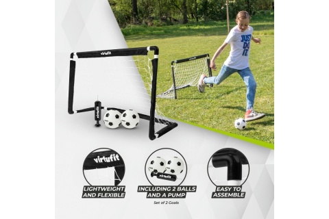 BRAMKI DO PIŁKI NOŻNEJ ZESTAW DLA DZIECI Z 2 PIŁKAMI I POMPKĄ /VIRTUFIT