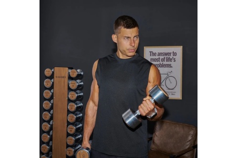 HANTLE DREWNIANO-STALOWE 1-10 KG ZESTAW Z STOJAKIEM /HAMMER