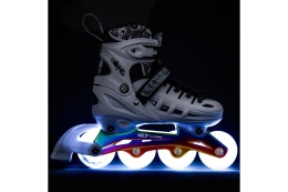 ŁYŻWOROLKI LED 4W1 BIAŁE Z WYM. PŁOZĄ HOKEJOWĄ RAINBOW ROZM. L(39-42) NH10905 /NILS EXTREME