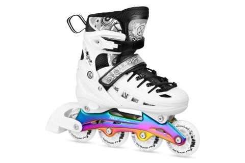 ŁYŻWOROLKI LED 4W1 BIAŁE Z WYM. PŁOZĄ HOKEJOWĄ RAINBOW ROZM. L(39-42) NH10905 /NILS EXTREME