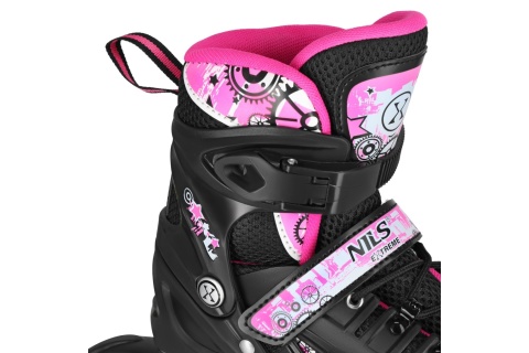 ŁYŻWOROLKI LED 4W1 RÓŻOWE Z WYM. PŁOZĄ HOKEJOWĄ RAINBOW ROZM. S(31-34) NH10905 /NILS EXTREME