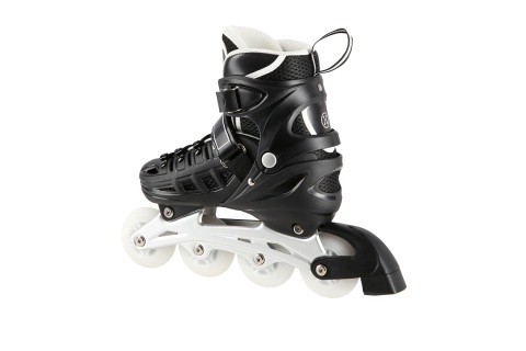 ŁYŻWOROLKI REGULOWANE CZARNE 4W1 ŚWIECĄCE KÓŁKA LED NH10905 ROZM. M (35-38) /NILS