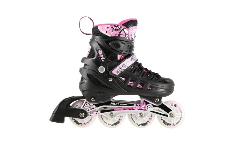 ŁYŻWOROLKI REGULOWANE RÓŻOWE 4W1 ŚWIECĄCE KÓŁKA LED NH10905 ROZM.S (31-34) /NILS