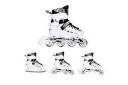 ŁYŻWOROLKI REGULOWANE BIAŁE 4W1 ŚWIECĄCE KÓŁKA LED NH10905 ROZM. L (39-42) /NILS