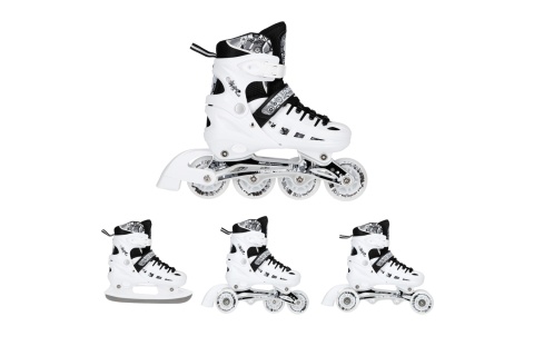 ŁYŻWOROLKI REGULOWANE BIAŁE 4W1 ŚWIECĄCE KÓŁKA LED NH10905 ROZM. L (39-42) /NILS