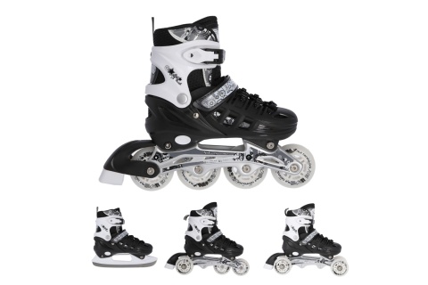 ŁYŻWOROLKI REGULOWANE 4W1 CZARNE NH10905 ROZM. L (39-42) /NILS