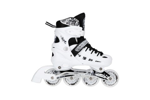 ŁYŻWOROLKI REGULOWANE BIAŁE 4W1 ŚWIECĄCE KÓŁKA LED NH10905 ROZM. M (35-38) /NILS