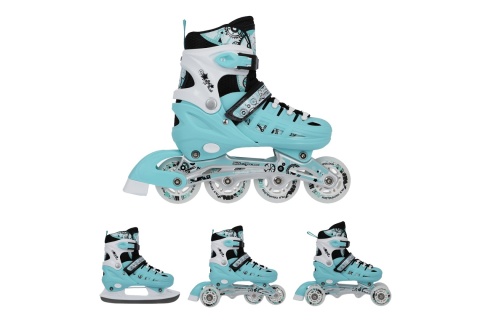 ŁYŻWOROLKI REGULOWANE 4W1 NIEBIESKIE NH10905 ROZM. S (31-34) /NILS