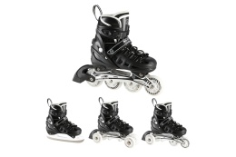 ŁYŻWOROLKI REGULOWANE CZARNE 4W1 ŚWIECĄCE KÓŁKA LED NH10905 ROZM. L (39-42) /NILS