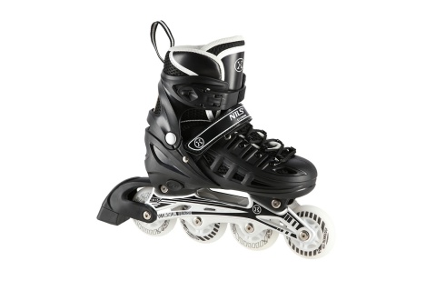 ŁYŻWOROLKI REGULOWANE CZARNE 4W1 ŚWIECĄCE KÓŁKA LED NH10905 ROZM. L (39-42) /NILS