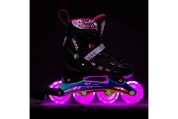 ŁYŻWOROLKI LED 4W1 RÓŻOWE Z WYM. PŁOZĄ HOKEJOWĄ RAINBOW ROZM. M(35-38) NH10905 /NILS EXTREME